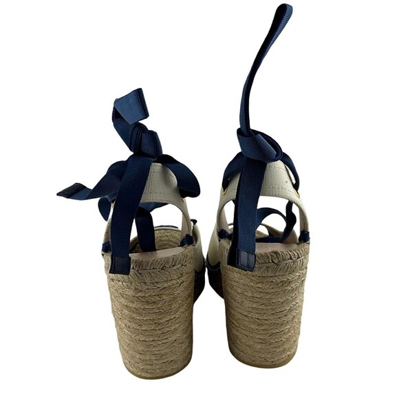 Gucci Women's Espadrille With Ribbon Tie Interlocking G White & Blue Sz 38 - Picture 8 of 11
